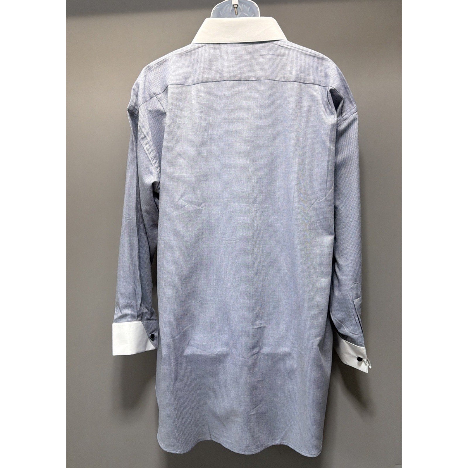 Steven Land Men’s 18.5 34/35 French Cuff Dress Shirt Blue White Contrast NWT