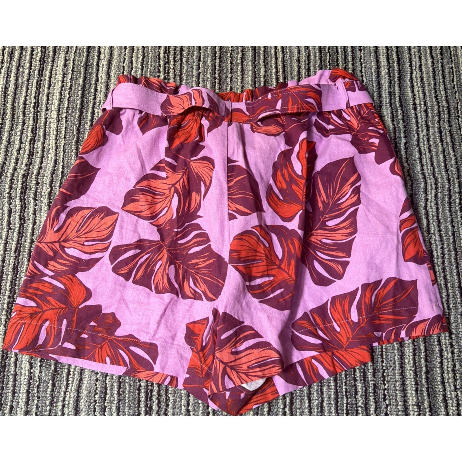 Sofia Jeans Womens L High Rise Linen Blend Paperbag Shorts Opera Mauve