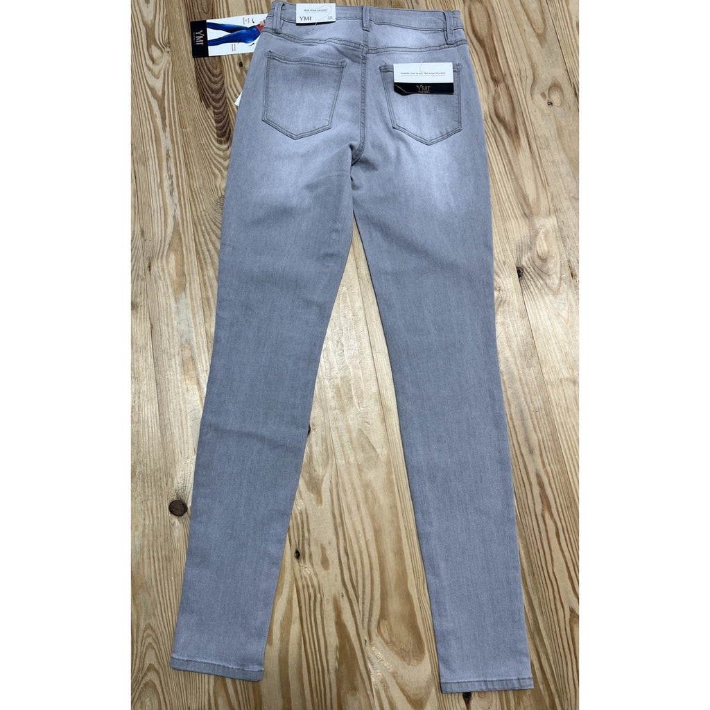 YMI Jeans Gray Light Wash Mid-Rise Skinny Stretch Denim Jeans Womens 5/27 NWT