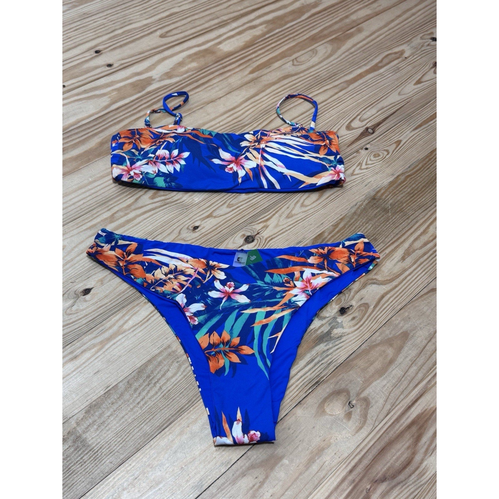 Tinibikini Swimwear Set Bikini Blue Floral 2 piece New With Tags X-Large