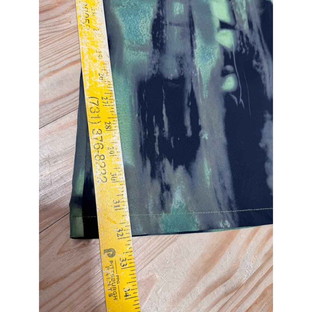 PRETTY LITTLE THING Plus Green Grunge Print Chiffon Flare Pants SIZE 12