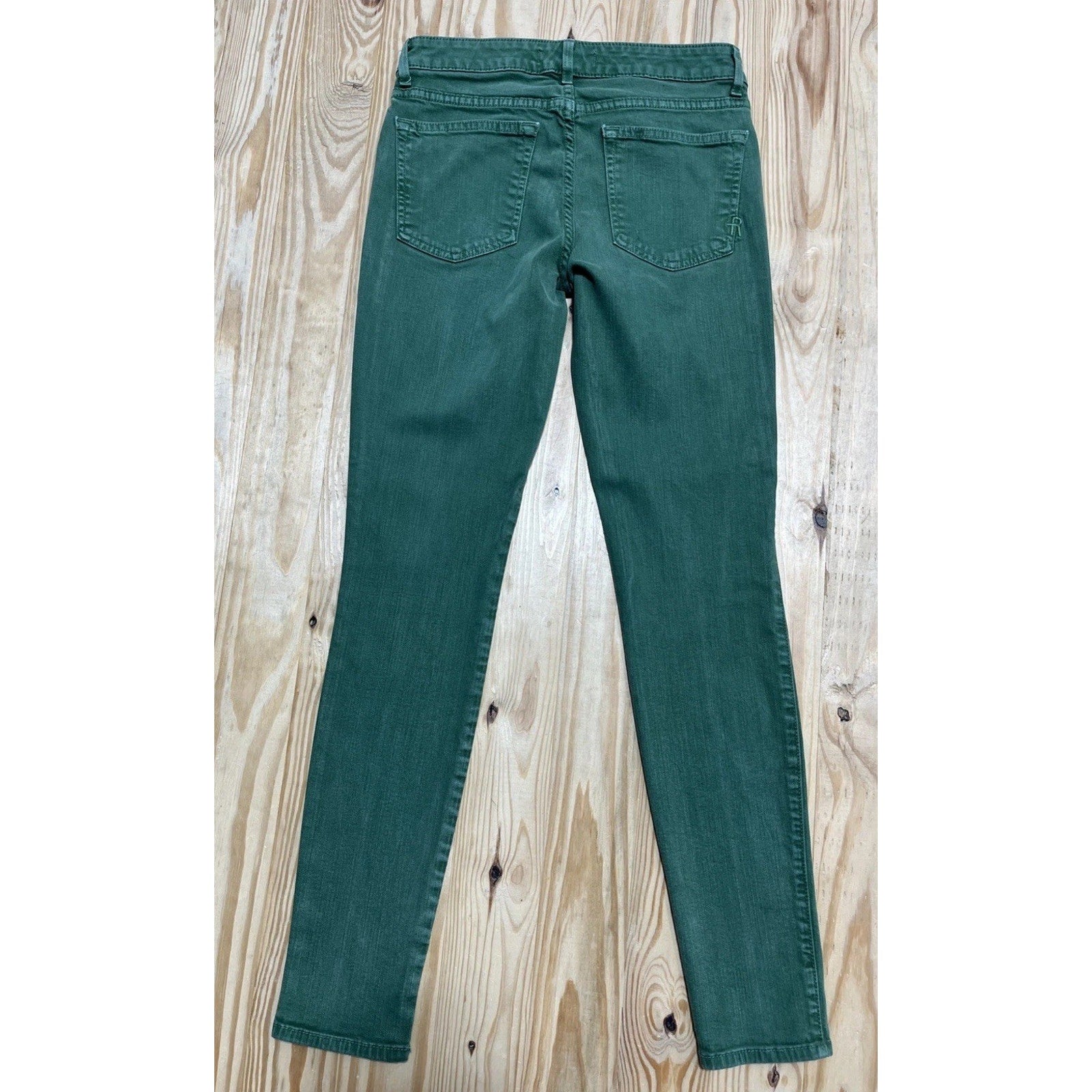 RICH AND SKINNY WOMENS EMERALD GREEN PANTS SIZE 27 Made In USA