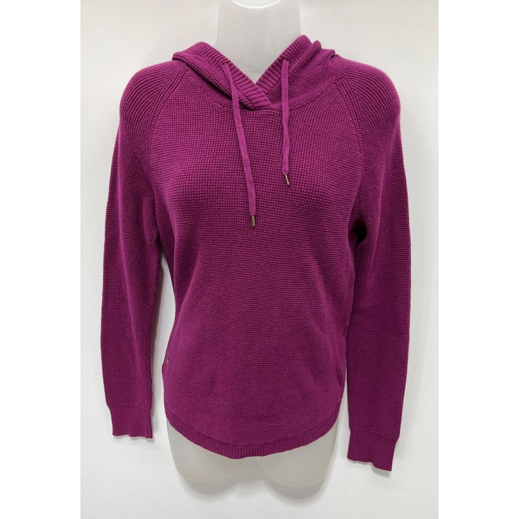 Lauren Ralph Lauren Hooded Sweater Womens Size Medium Cranberry Waffle Knit