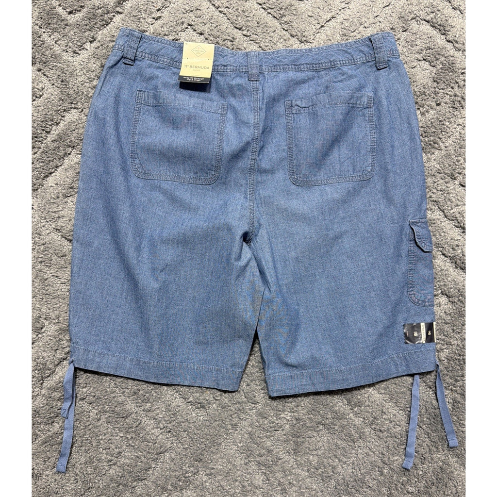 St. John's Bay Women's Mid Rise Bermuda Shorts Sz 16 Chambray 11” Inseam