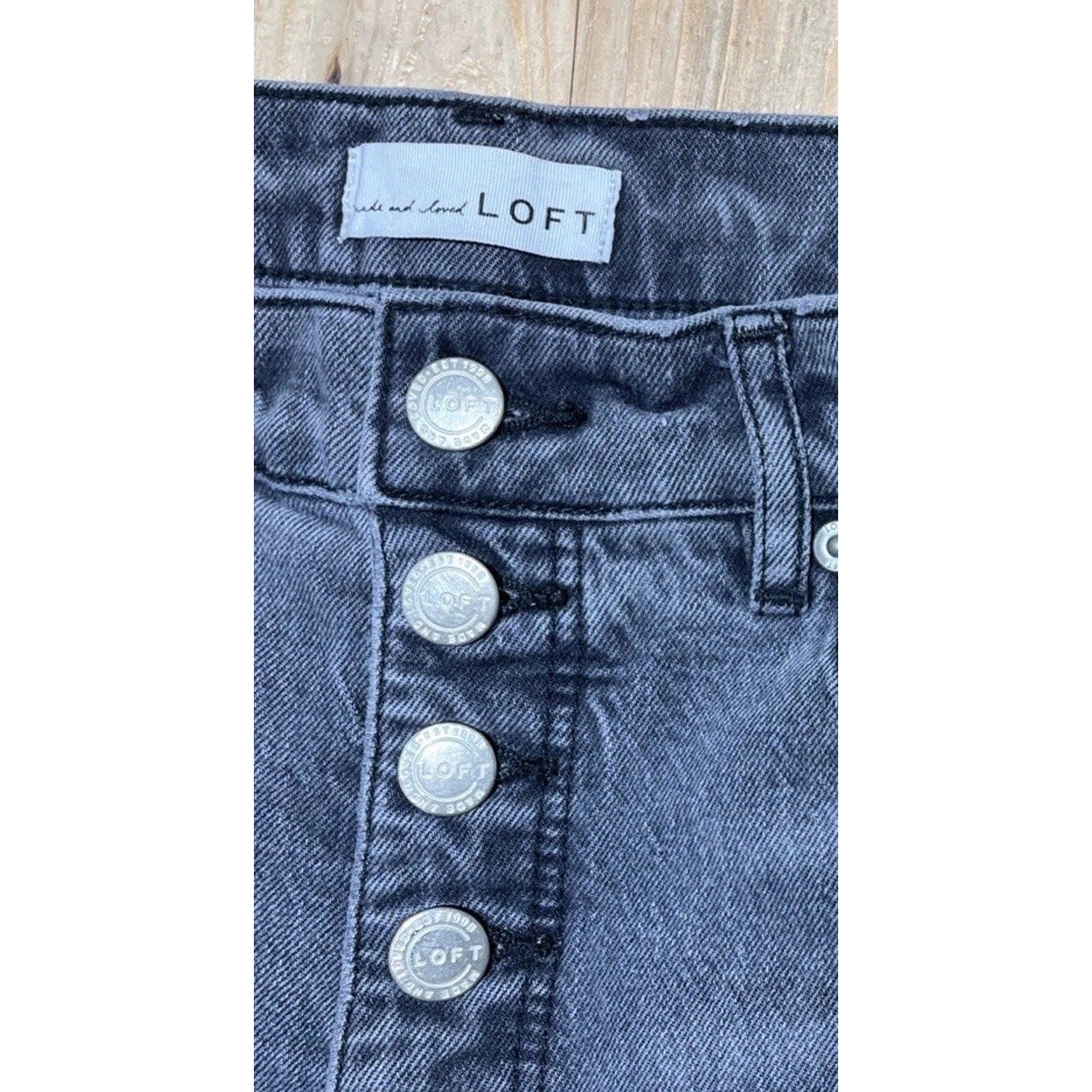 LOFT HIGH RISE BUTTON FLY RAW HEM STRAIGHT CROP JEANS WOMENS SIZE 27/4