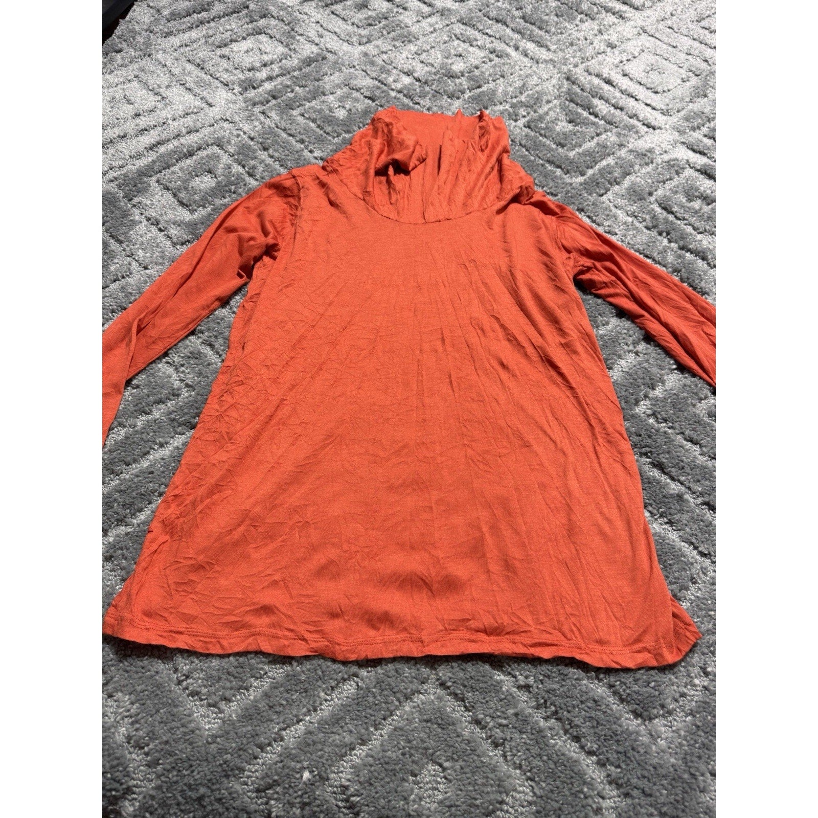 Pleats Collection by Pings Imports Orange Crinkle Cowl Neck Blouse Women’s M