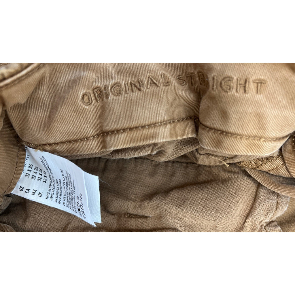 American Eagle Pants Mens 32x36 Tan Chino Original Straight Cotton Casual