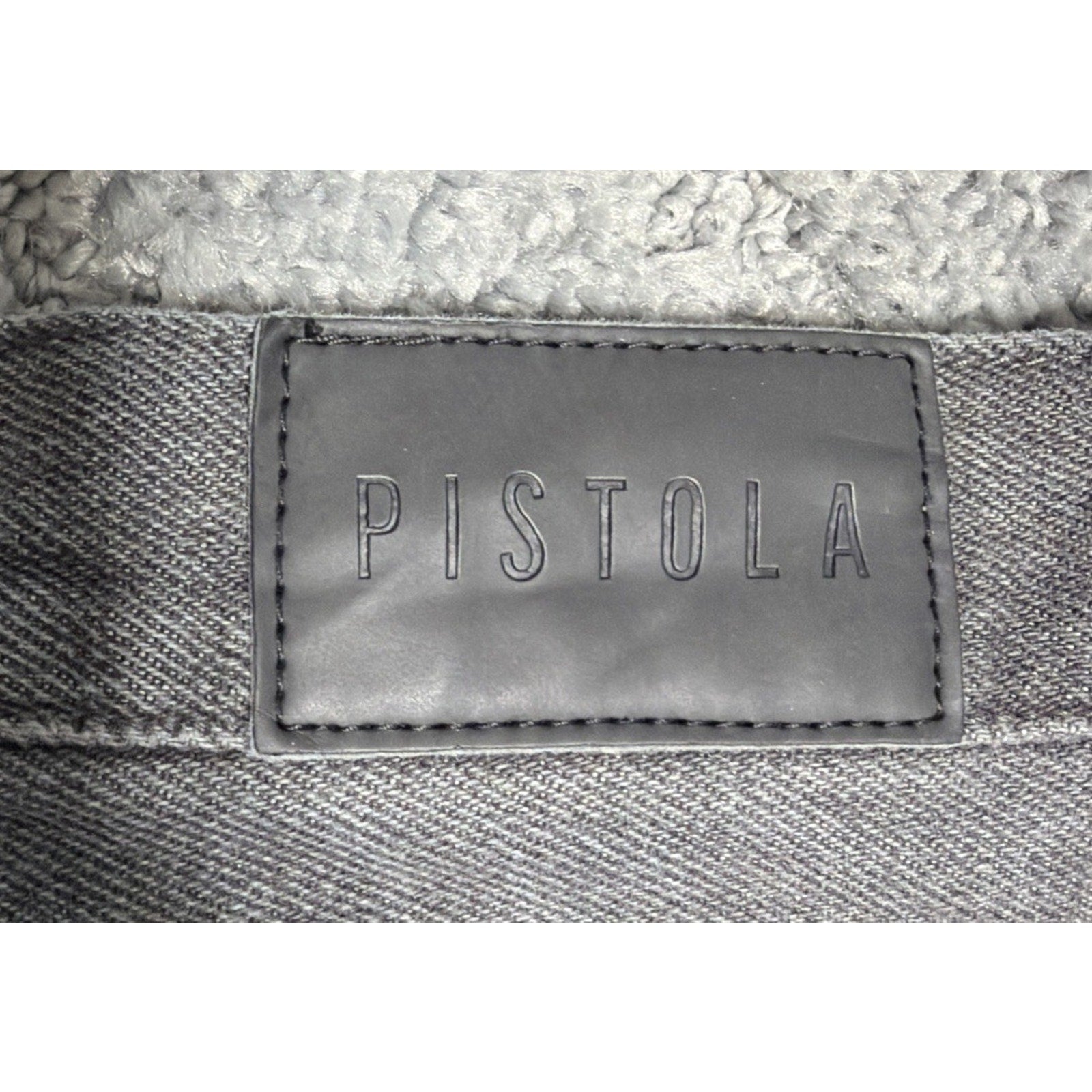 Pistola Distressed Destroyed High Rise Button Fly Mom Jeans in Gray 27