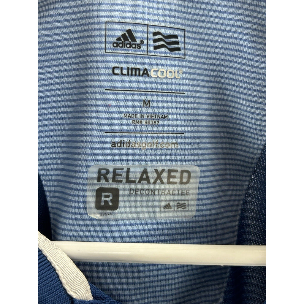 ADIDAS Men's Blue Climalite Textured Regular-Fit Short Sleeve Golf Polo SZ M