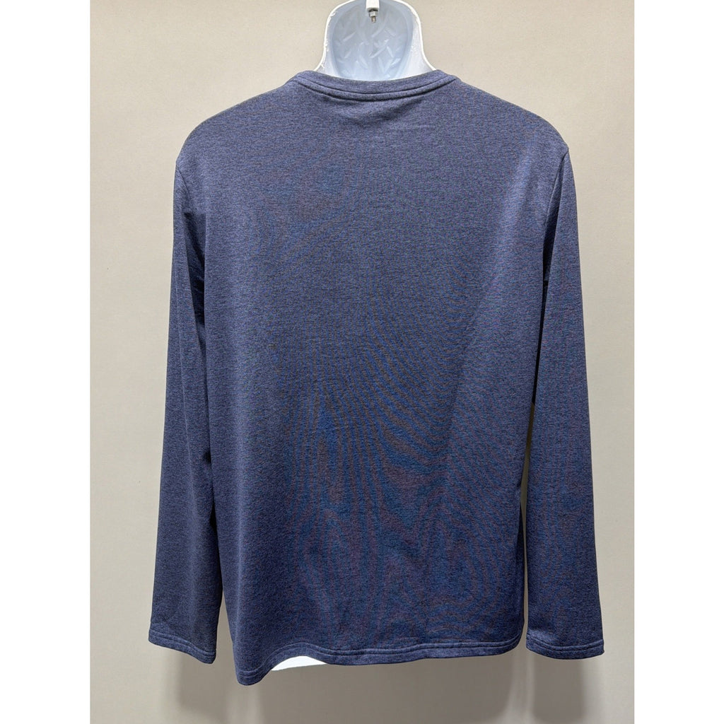 Eddie Bauer Heathered Blue Free Dry Motion Crew Neck Long Sleeve Mens L