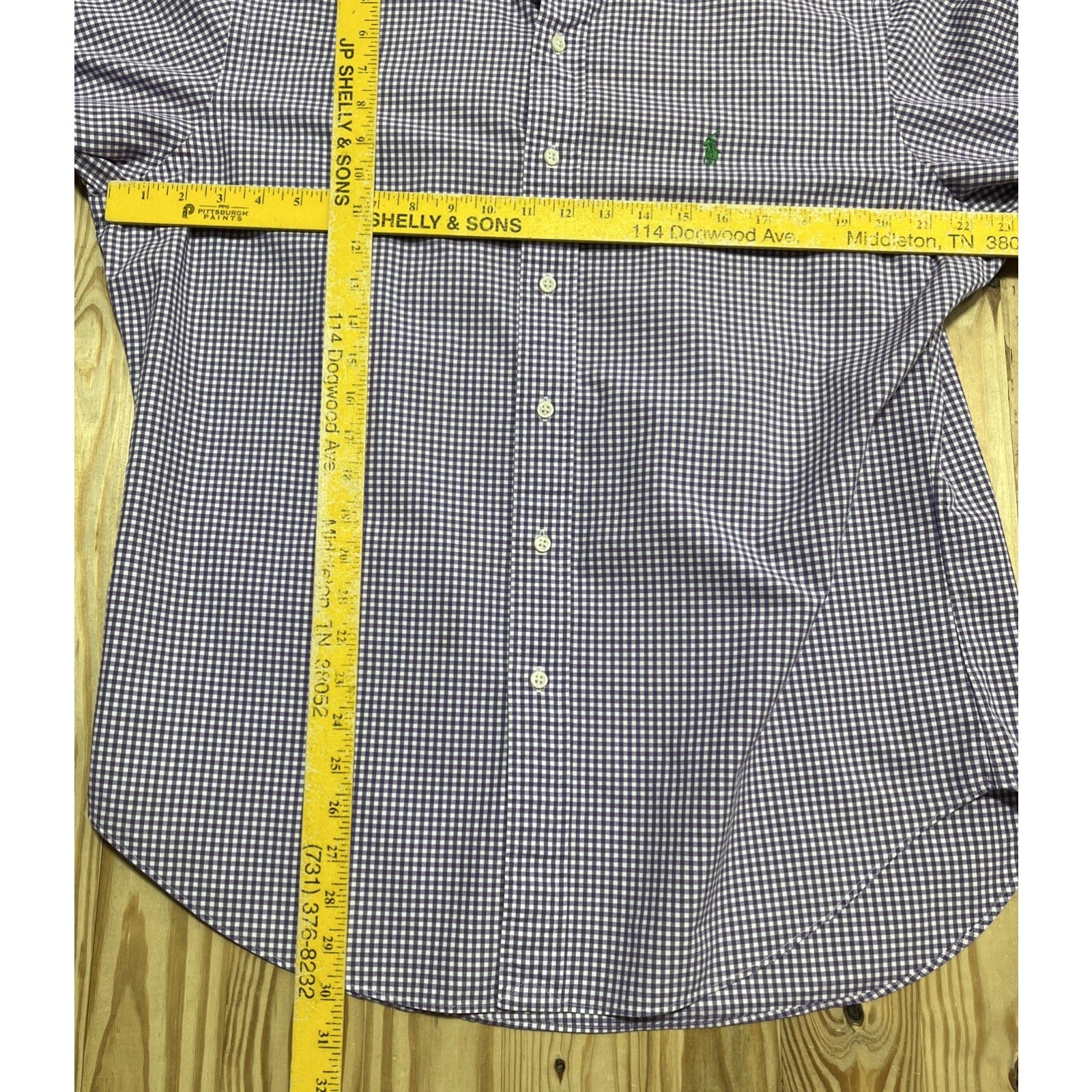 Ralph Lauren Shirt Men’s L Purple Gingham Classic Fit Button Up Long Sleeve