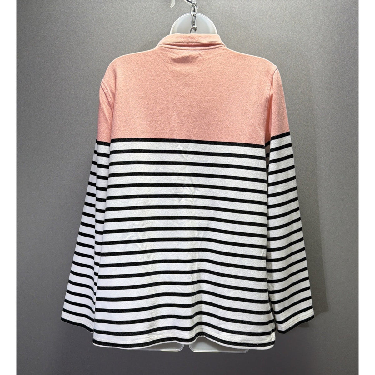 TALBOTS Colorblock Half Button Pullover Sweatshirt Top Pockets Size L Stretch