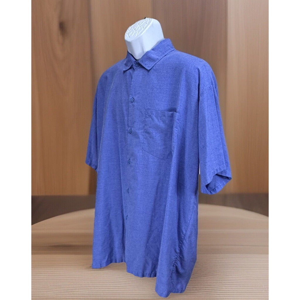 VTG La Leela Light Blue Button down Short Sleeve Casual Shirt Mens XL Made inUSA