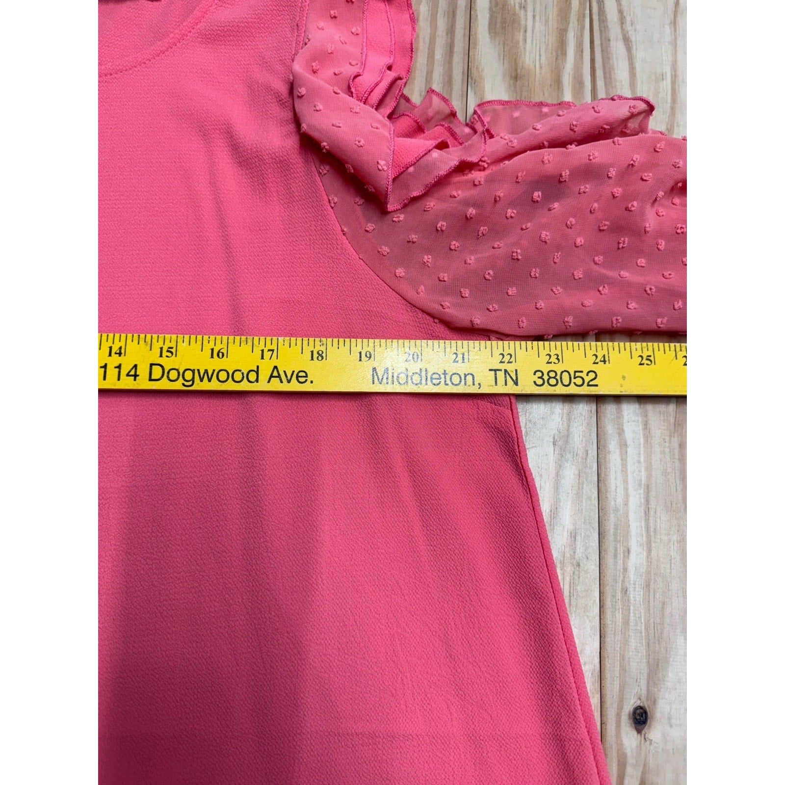 Umgee Women’s Blouse Sz L Pink Silk FlutterSleeve