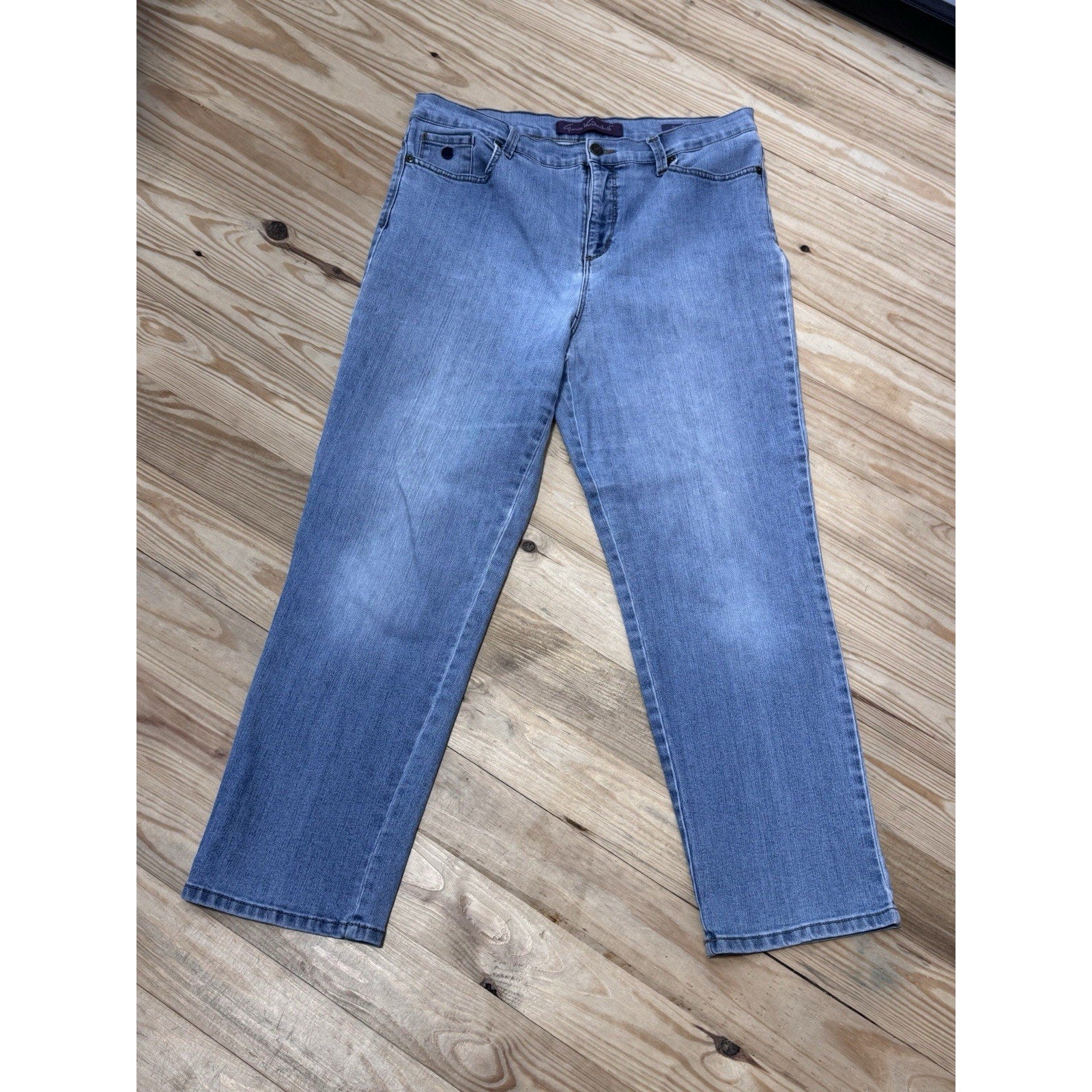 Gloria Vanderbilt Amanda Straight Jeans Women's 12P Blue Cotton Blend High Rise
