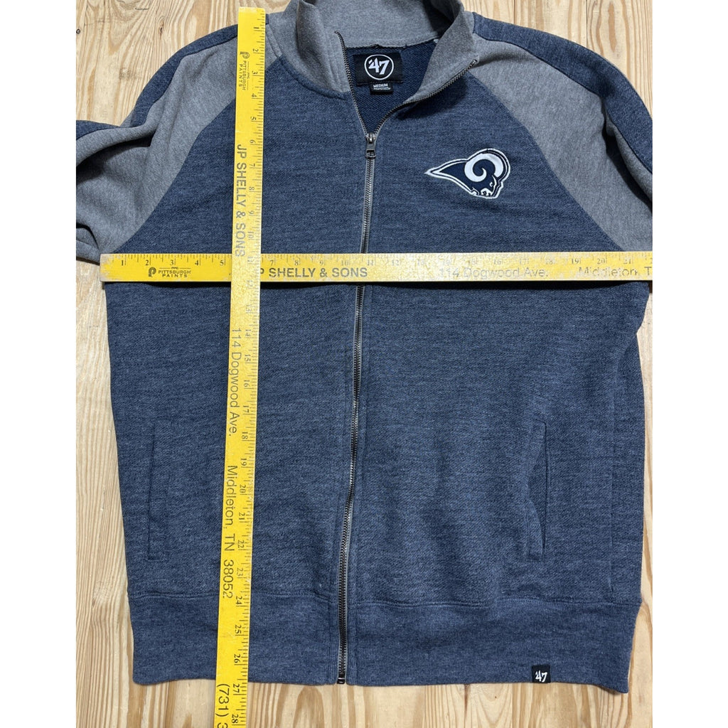 47 Brand Los Angeles Rams Jacket Mens M Blue Gray Colorblock Full Zip NFL