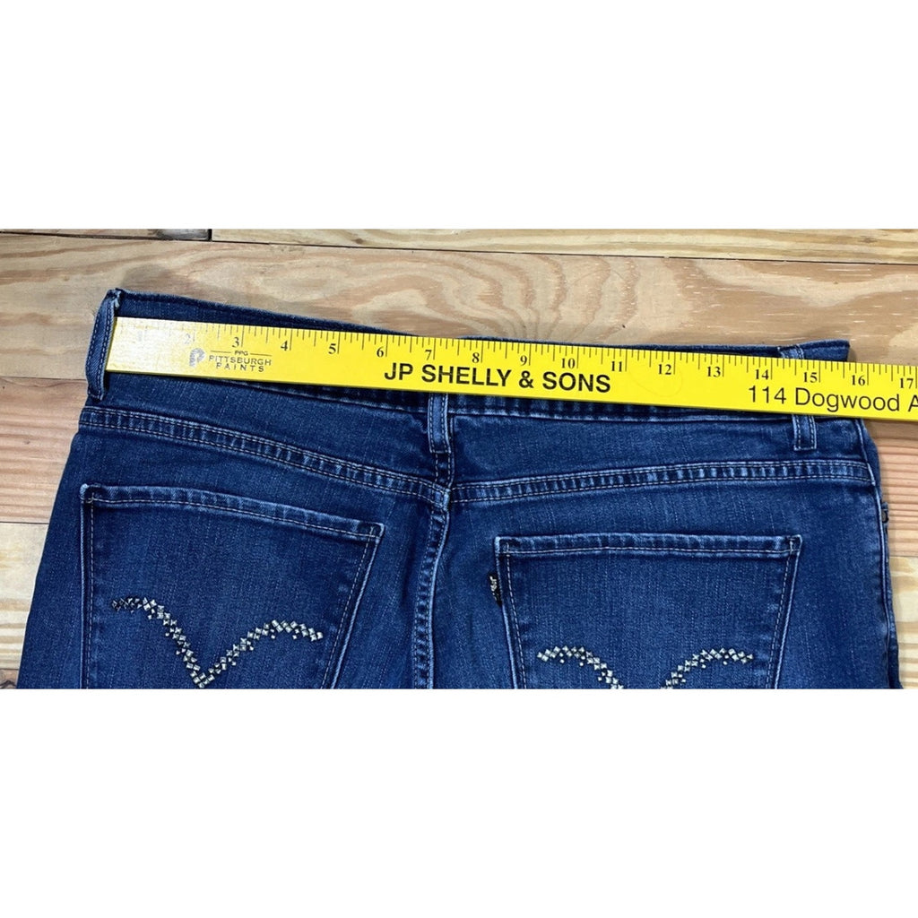 Levi's Perfectly Slimming 512 Bootcut Jeans Women's Size 14 Blue Rhinestone