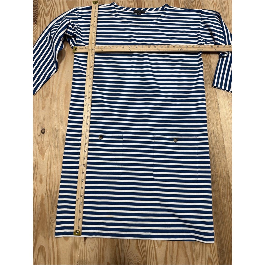 J.Crew Blue Knit Front Pocket Shift Dress In Stripe Size Medium