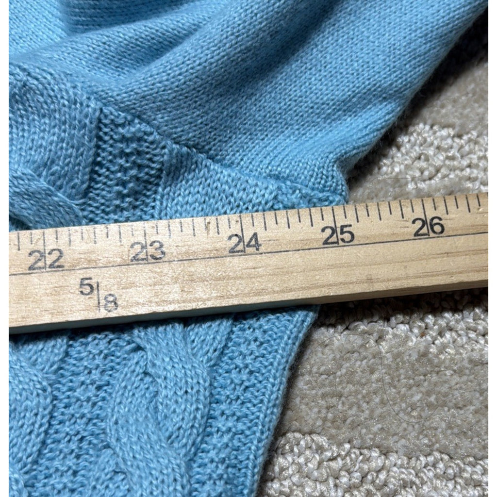 Talbots Plus 1X Cable Knit Sweater Shoulder Button Detail Aqua Blue New W Tag