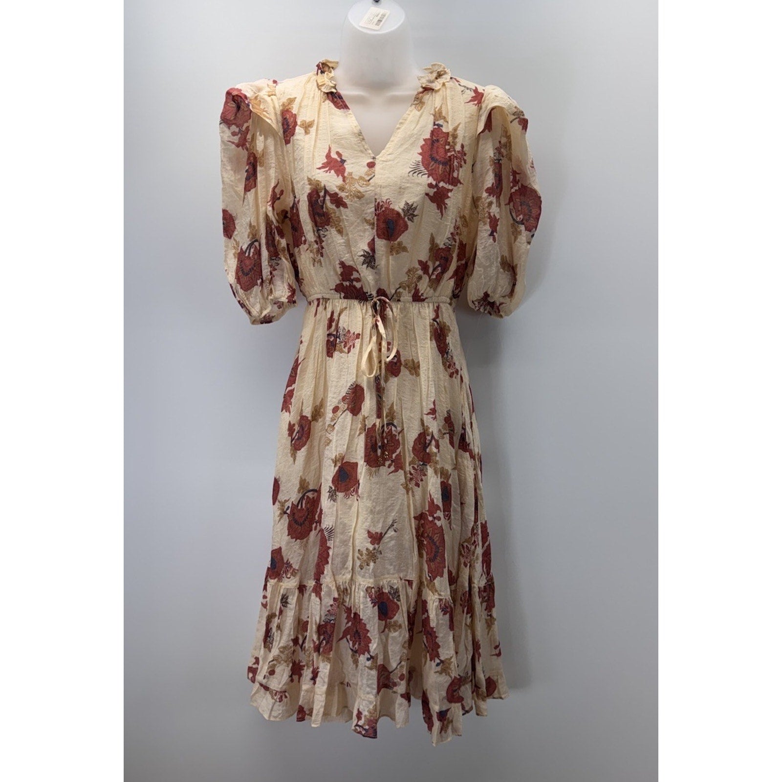 Fate Cream Floral Multi Color Shift Dress Small