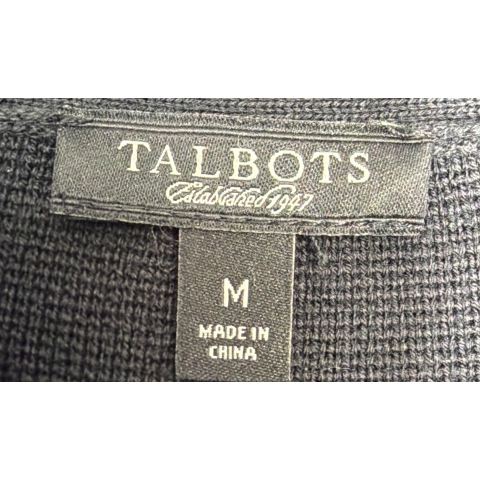 Talbots Double Breasted Black Knit Cardigan Cotton Blend Accent Wrist Straps M