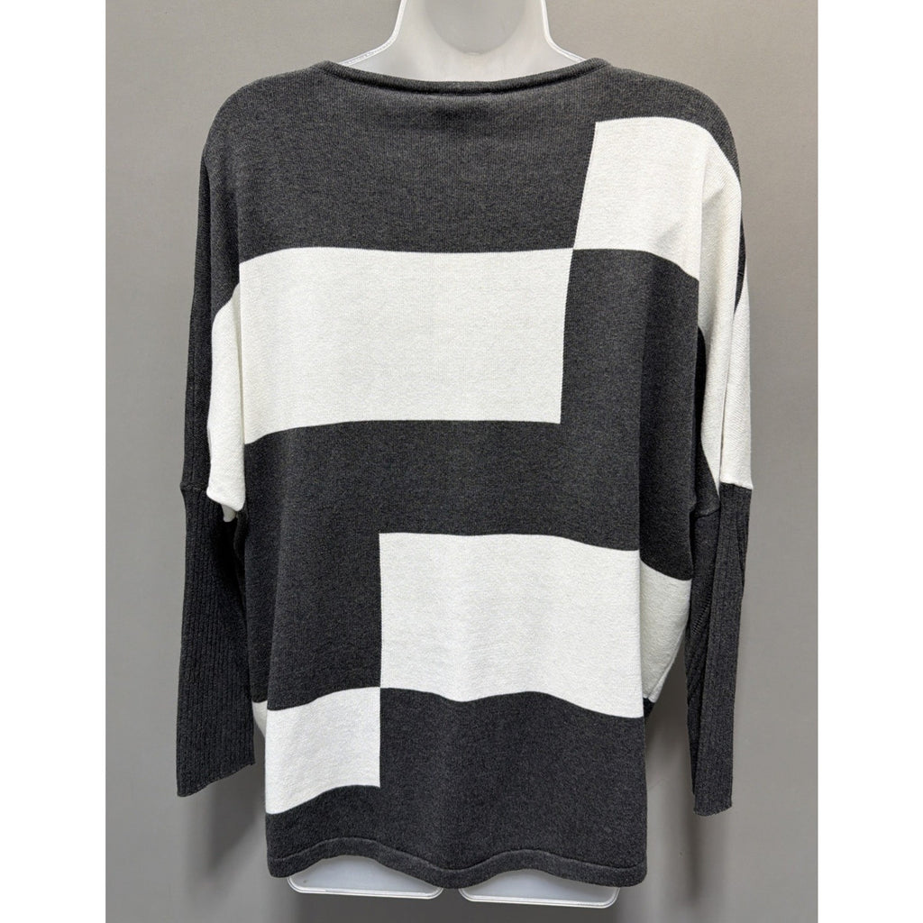 Marble Scotland Colorblock Luxury Cotton Knit Oversized Sweater Womens S NWT
