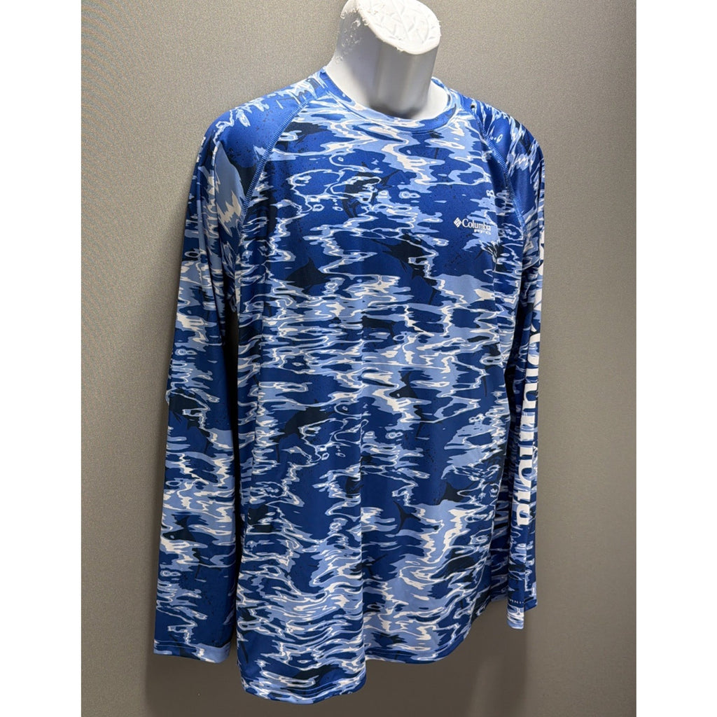 Columbia Men’s M PFG Terminal Tackle Digital Camo Long Sleeve UPF 50 NWOT