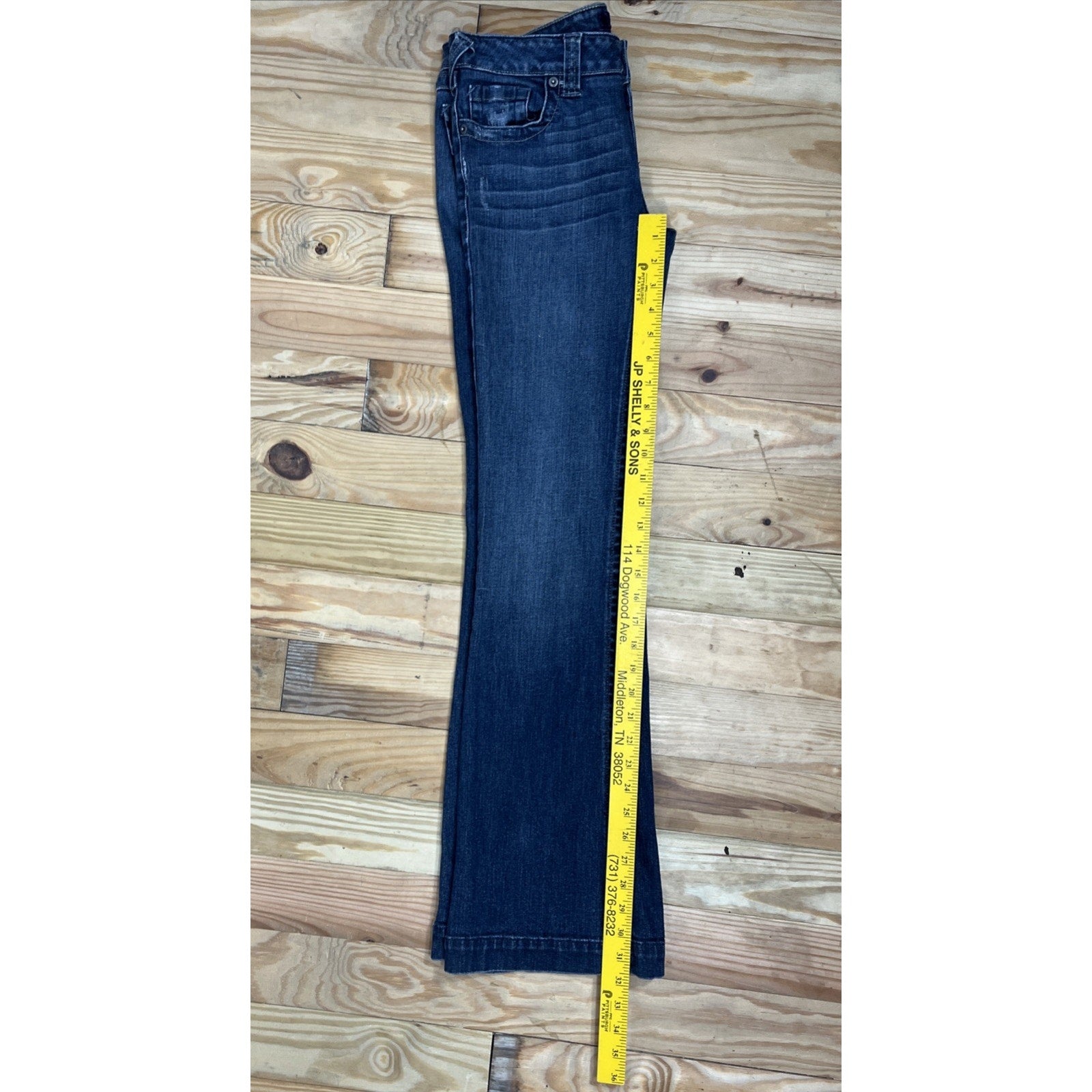 Women Size 9R Refuge Low Rise Blue Flare Denim Jeans Stretch