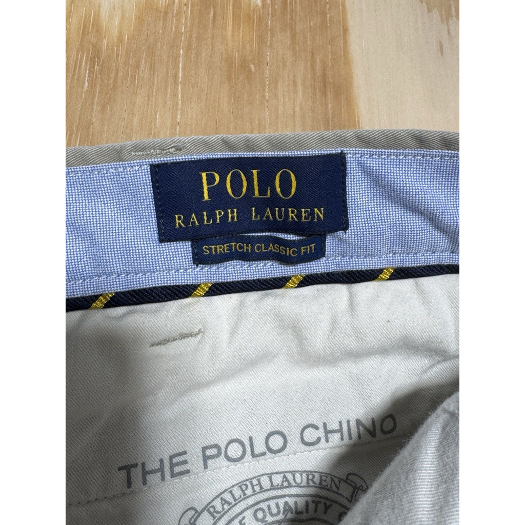 Polo Ralph Lauren Mens 46x30 Stretch Classic Fit Chino Pants Khaki Tan Cotton