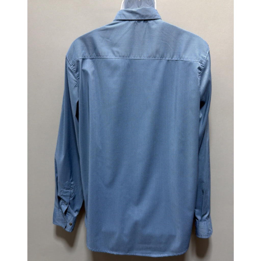 Swiss Tech Mens Snap Up Long Sleeve Shirt Blue Size Large Blue Check Pattern