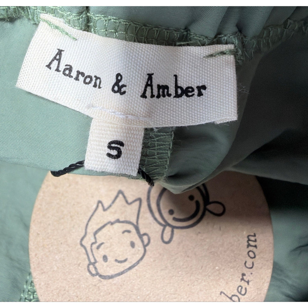 AARON & Amber Women's Green High Waisted Nylon Shorts Small Casual Outdoor New