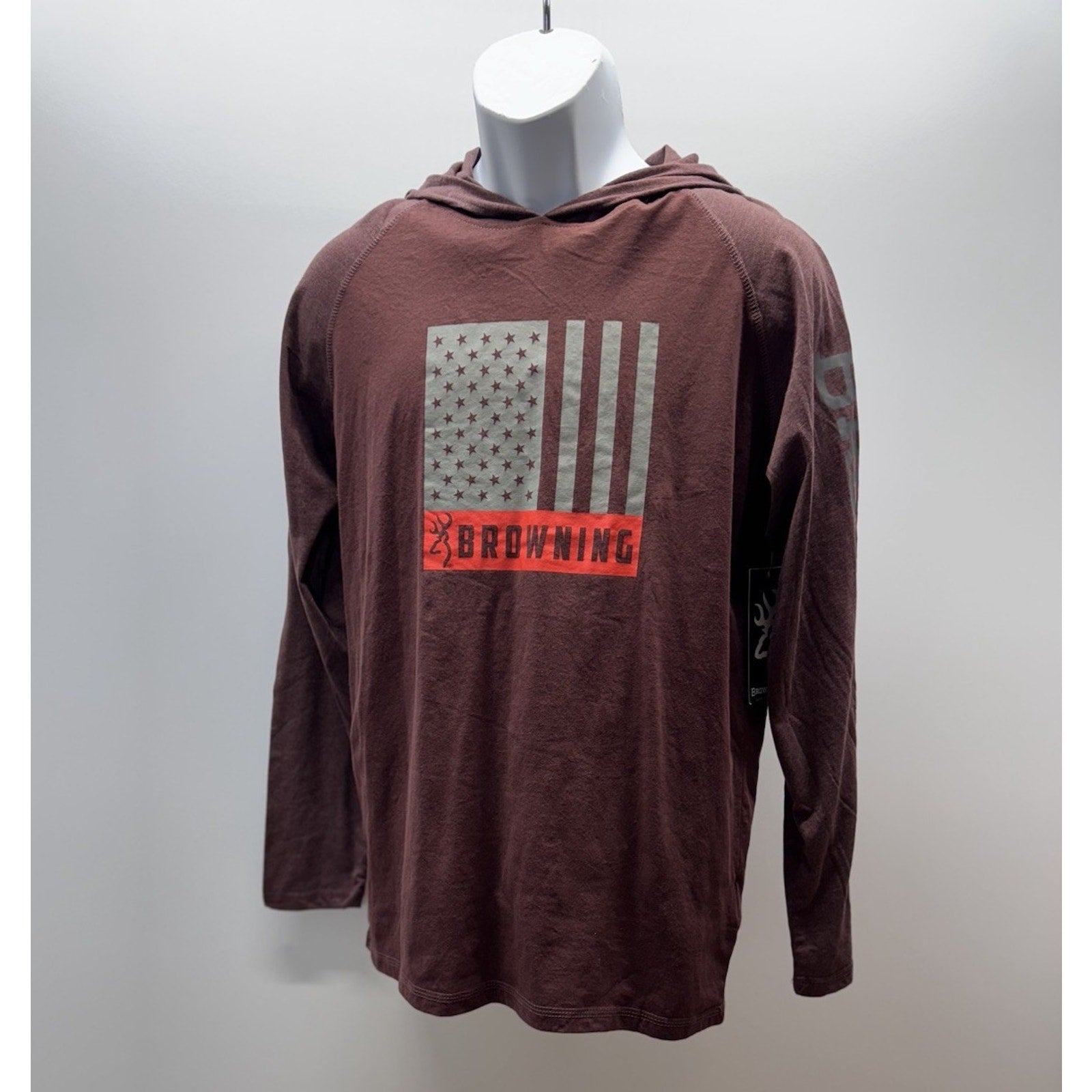 NWT Browning Lucas Hooded Crew Medium Cedar w/ Browning Flag Logo