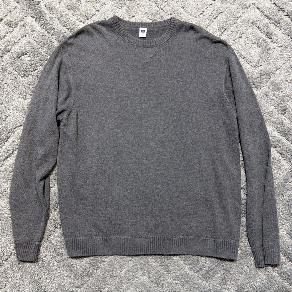 Vintage Y2K GAP Pullover 100% Cotton Sweater XL Gray neck Preppy Minimalist 2003