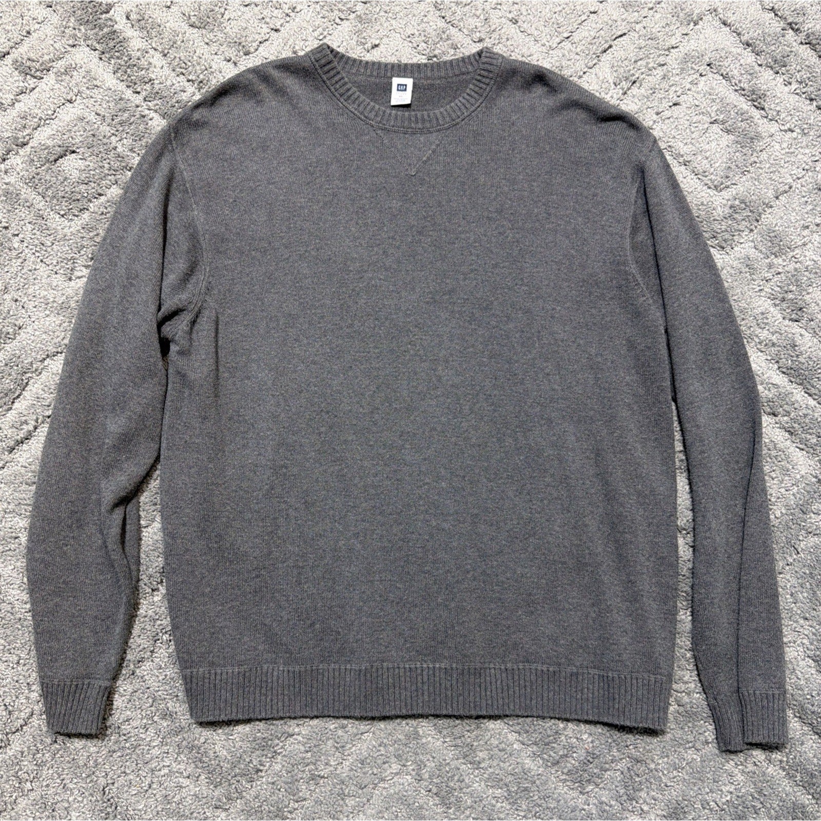 Vintage Y2K GAP Pullover 100% Cotton Sweater XL Gray neck Preppy Minimalist 2003