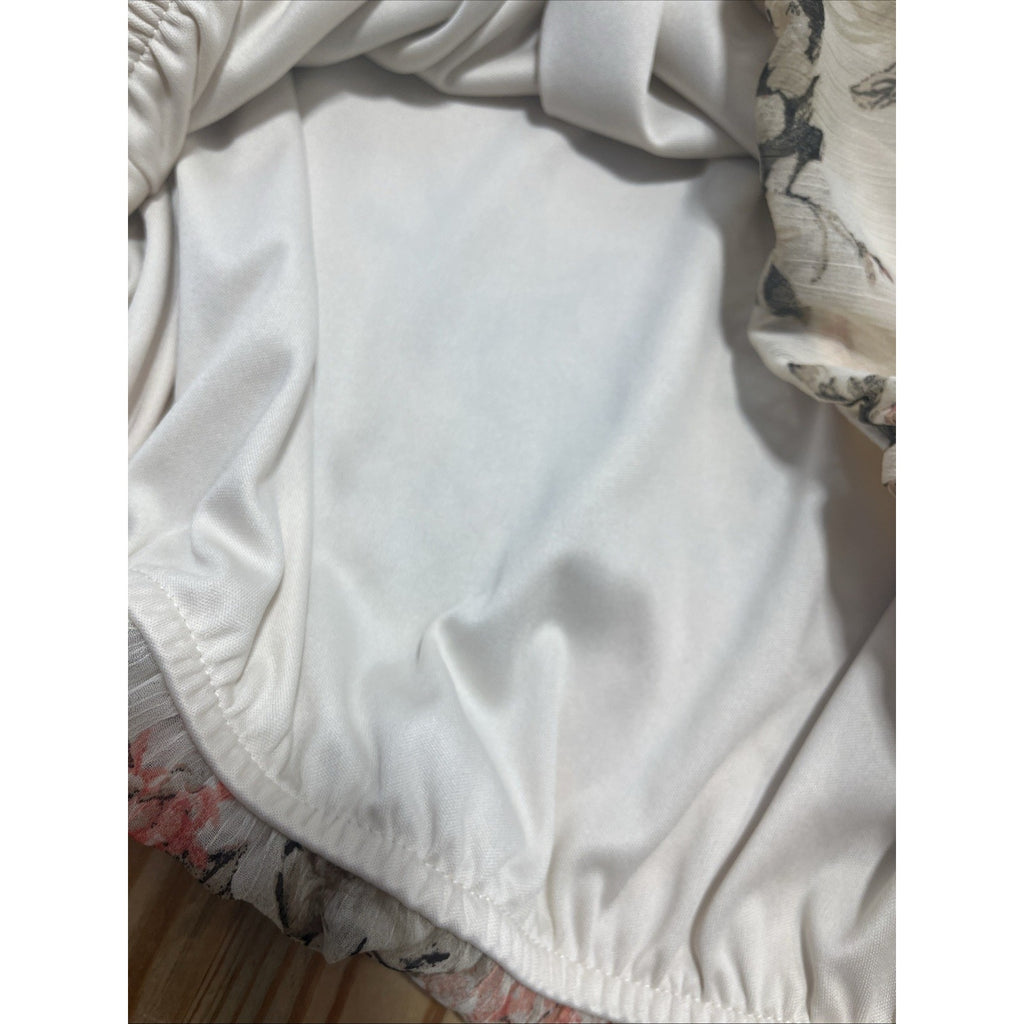 Sarah Michelle Top Womens Large Size Cream Floral Artsy Flowy Boho Y2K