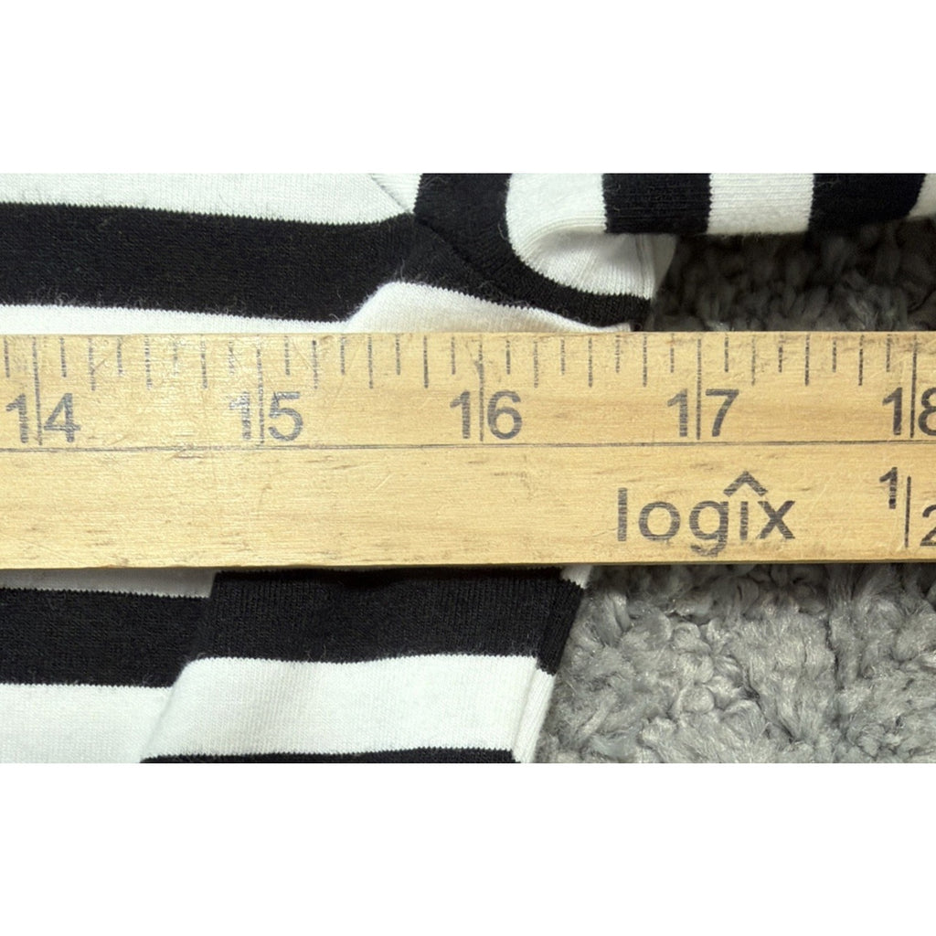 On 34th WM Black White Stripe Short Sleeve Tie Waist Midi Dress Small New