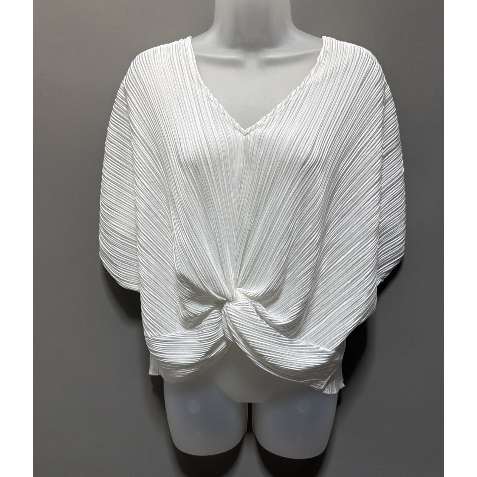 Anthropologie Eri + Ali White Pleated Dolman Sleeve Twist Front Top Womens S NWT