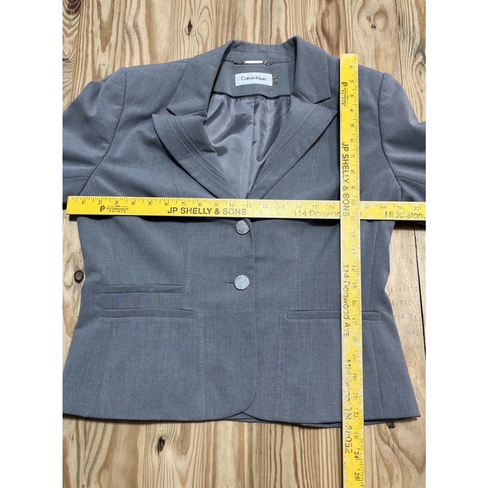 Calvin Klein Luxe Stretch 2 Button Notch Lapel Long Sleeve Lined Blazer Size 12