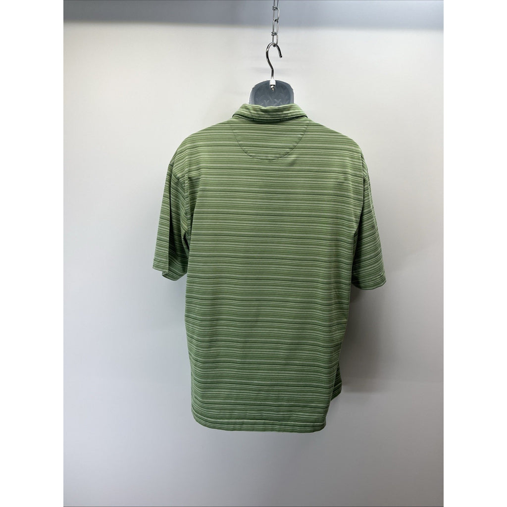 Nike Tiger Woods Collection Polo Shirt Men’s L Green Striped Pinehurst Fit Dry