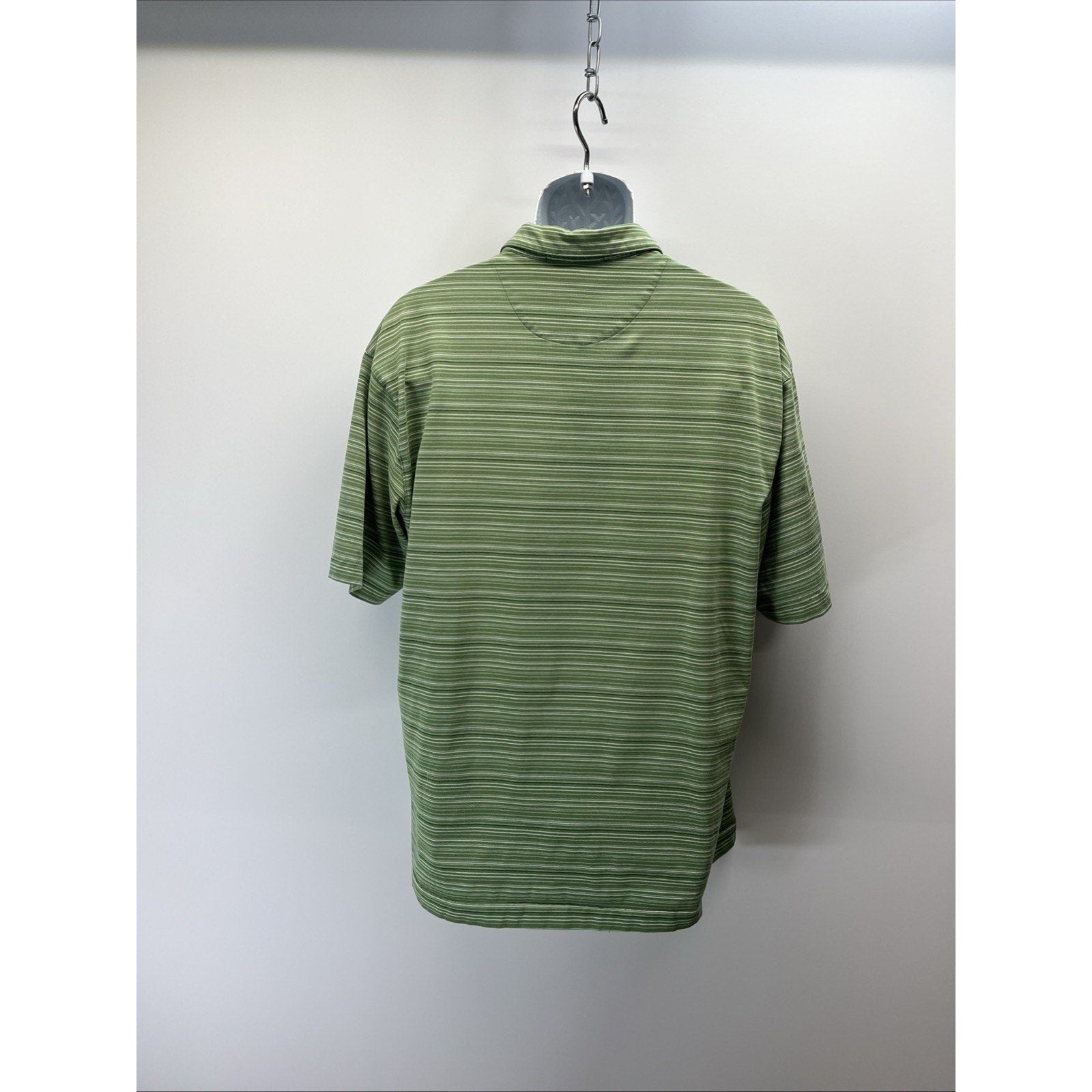Nike Tiger Woods Collection Polo Shirt Men’s L Green Striped Pinehurst Fit Dry
