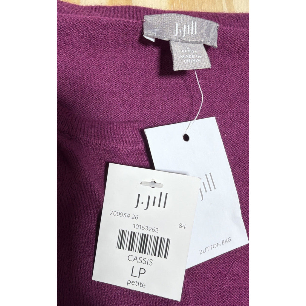 J Jill Sweater Womens Large Petite Purple Cardigan Button Front Angora Blend New