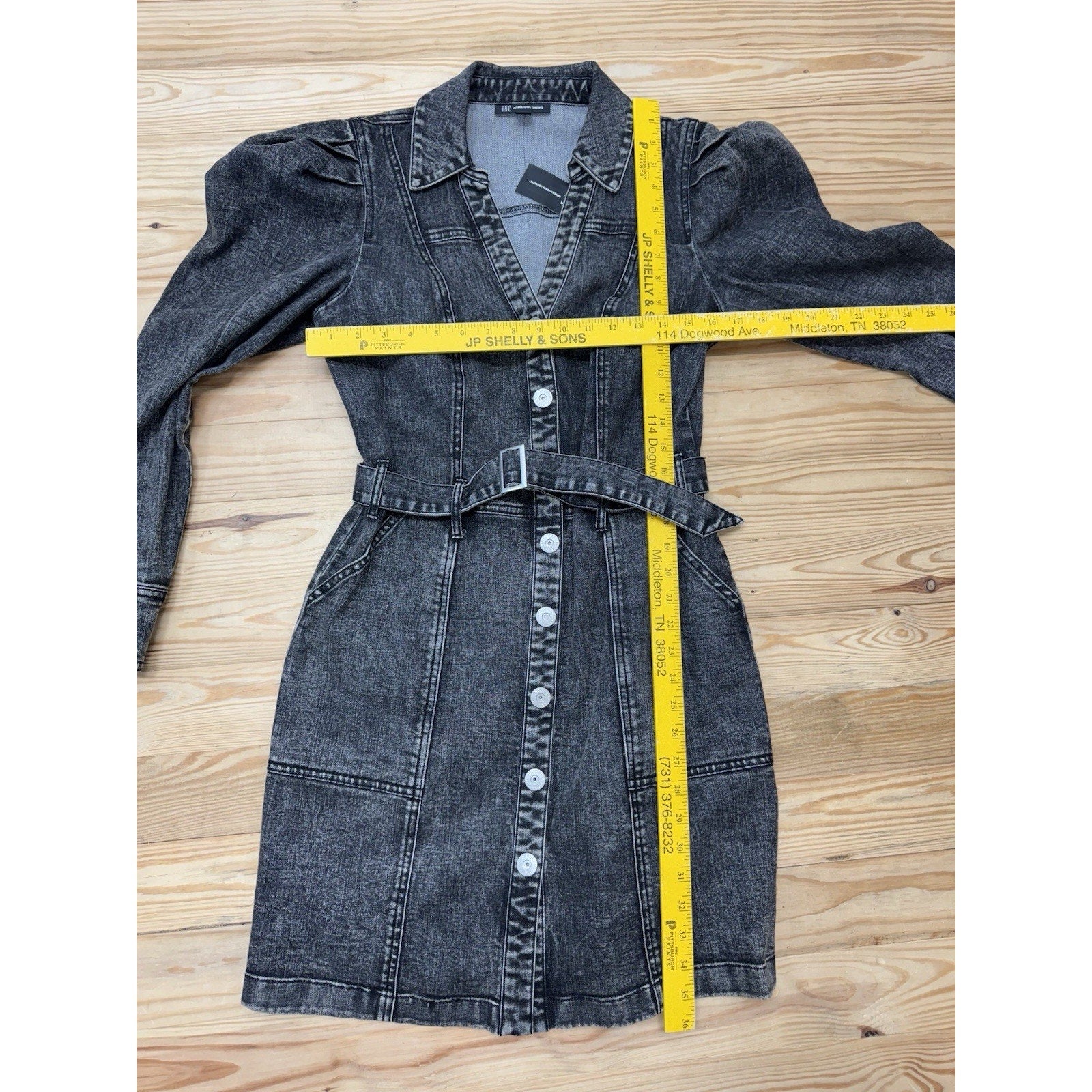 INC International Concepts Black Denim Long Sleeve Dress Women’s Size 10 NWT