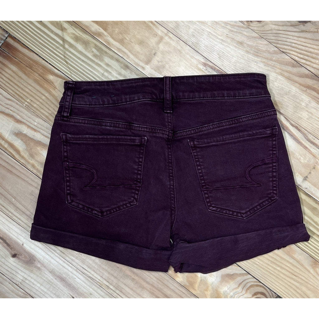 AMERICAN EAGLE AEO Twill X Burgundy Super Stretch Midi Shorts Size 0