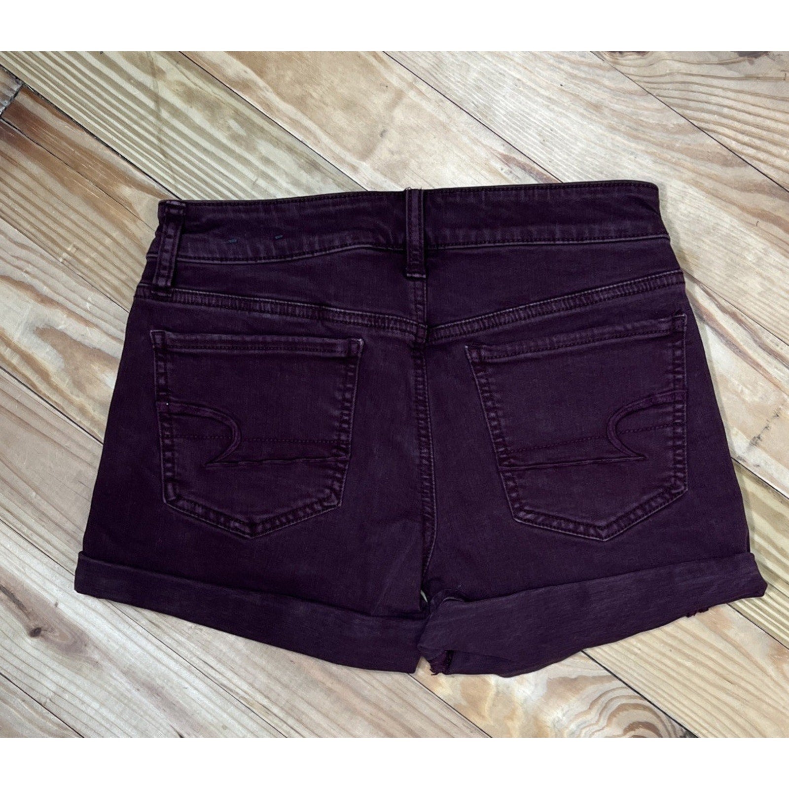 AMERICAN EAGLE AEO Twill X Burgundy Super Stretch Midi Shorts Size 0