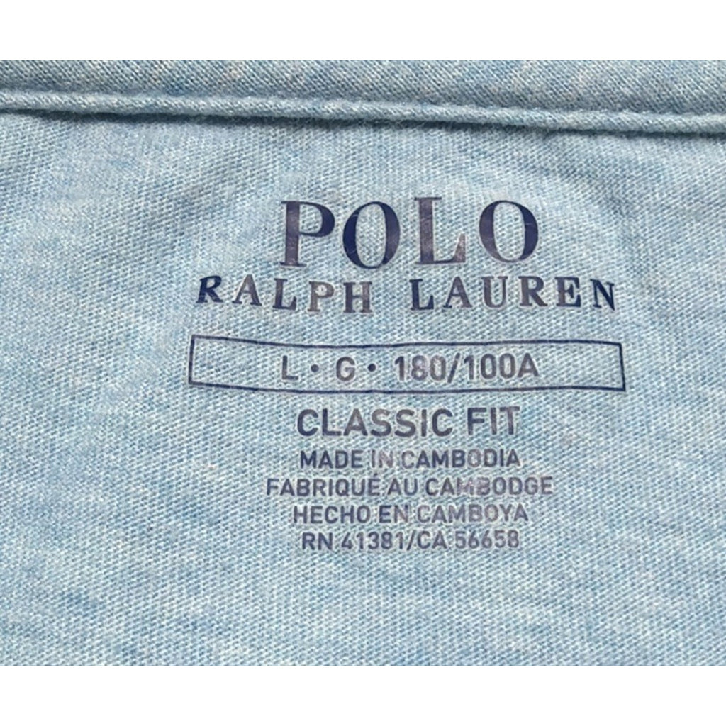 Polo Ralph Lauren Classic Fit Blue Cotton Crew Neck Men's L Short Sleeve T-Shirt