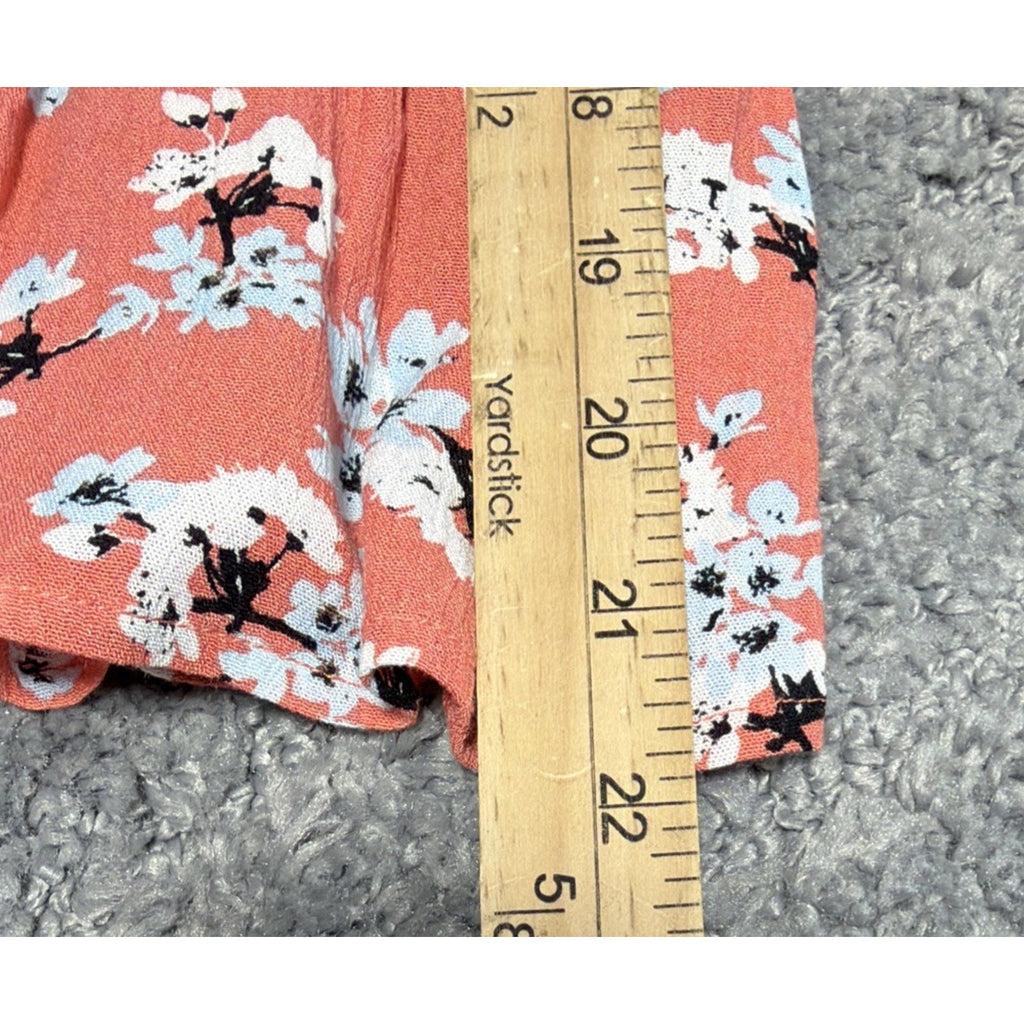 Jack by BB Dakota Tiger Lily Floral Poppy Coral Bell Sleeve Blouse Size Small
