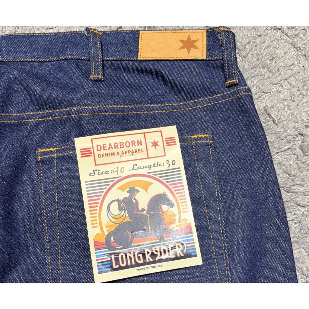 Dearborn Denim & Apparel Long Ryder Jeans Mens 40x30 Blue Straight Denim USA NWT