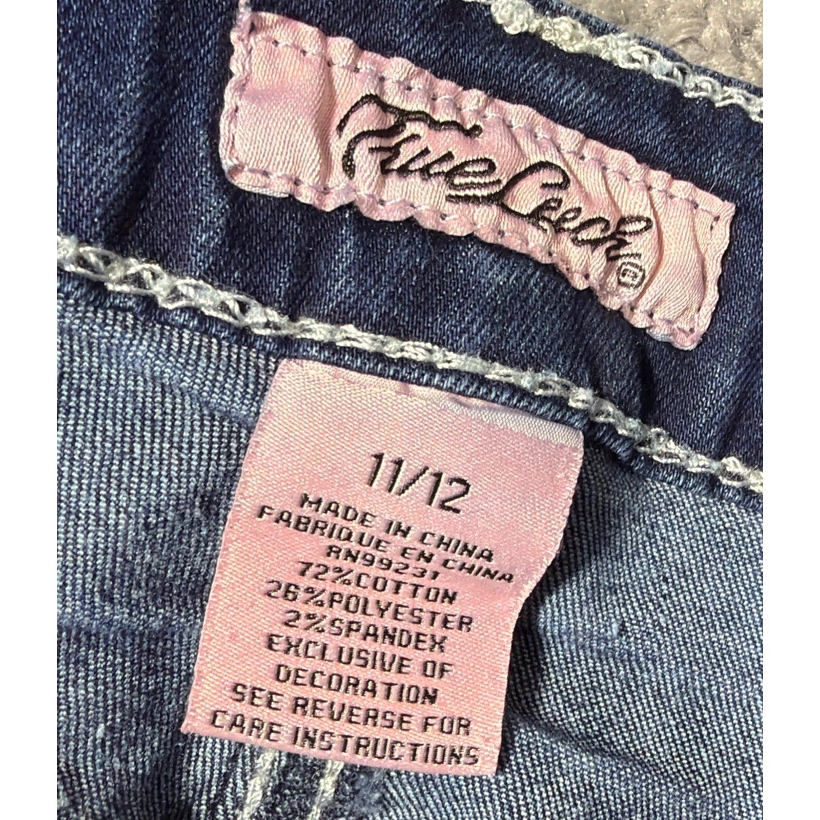 True Luck Denim Jeans Womens Aztec Embroidered Thick Stitch Slim Boot Cut 11/12