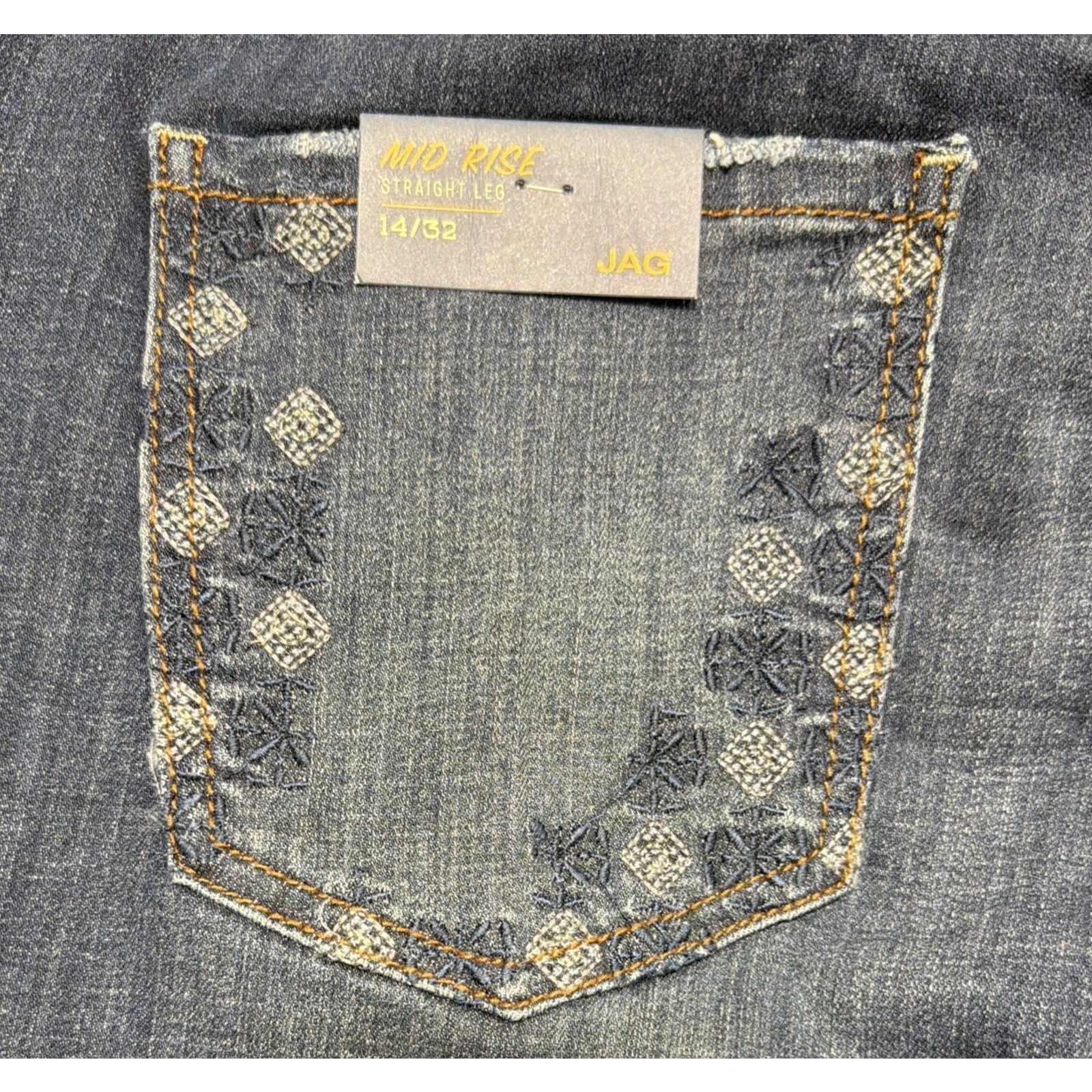 Jag Jeans Kelso Straight Casper Wash Embroidered Pocket Size 14 Denim New W Tags