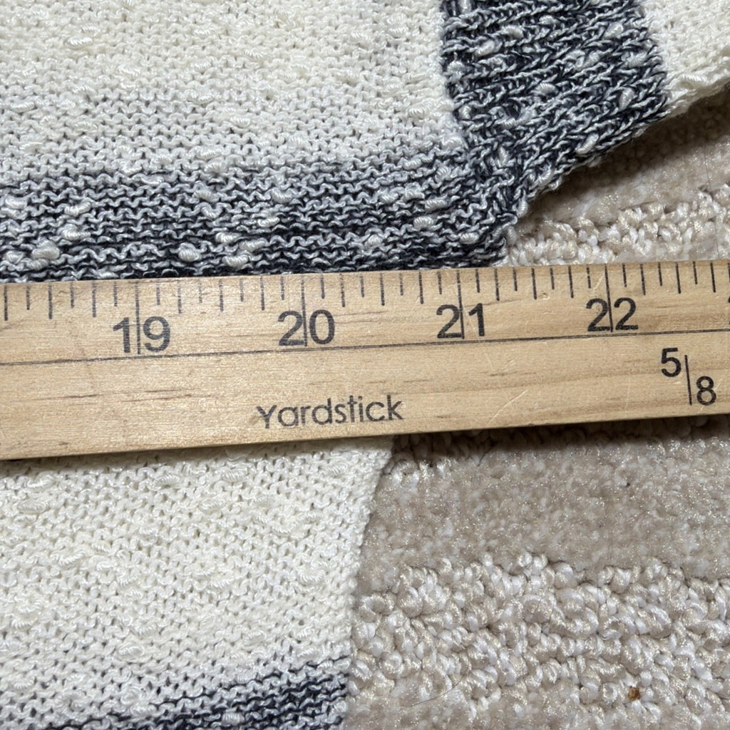 LOFT Women’s M Ivory Gray Striped Popcorn Knit Tunic Sweater Boat Neck Side Slit